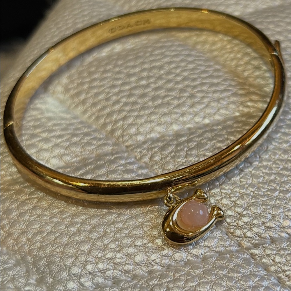 Coach Gold and Pink Bangle Bracelet with Charm